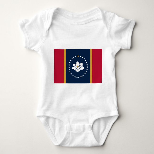 Body Para Bebê Traje de bebê patriótico com bandeira do Mississip (Frente)