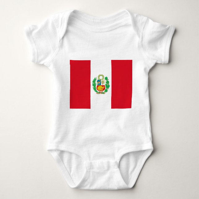 Body Para Bebê Traje de bebê Patriótico com bandeira do Peru (Frente)