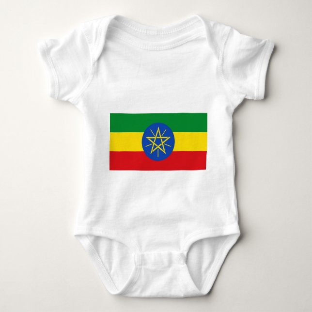 Body Para Bebê Traje de bebê patriótico com bandeira etíope (Frente)