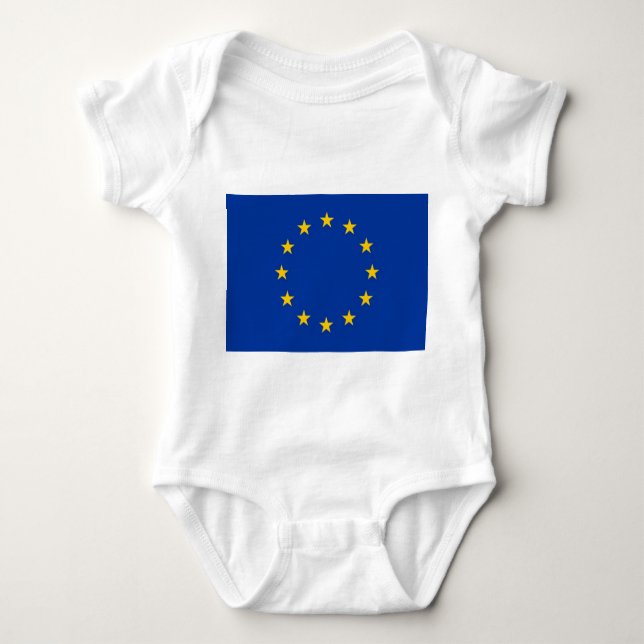 Body Para Bebê Traje de bebê patriótico com bandeira Europa (Frente)