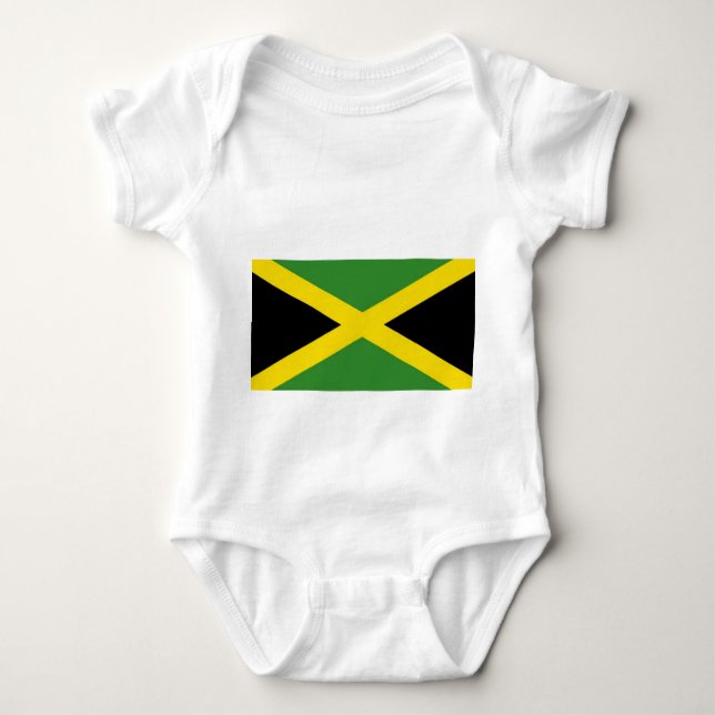 Body Para Bebê Traje de bebê patriótico com bandeira Jamaica (Frente)