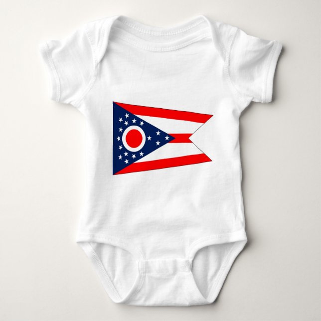 Body Para Bebê Traje de bebê patriótico com bandeira Ohio, EUA (Frente)
