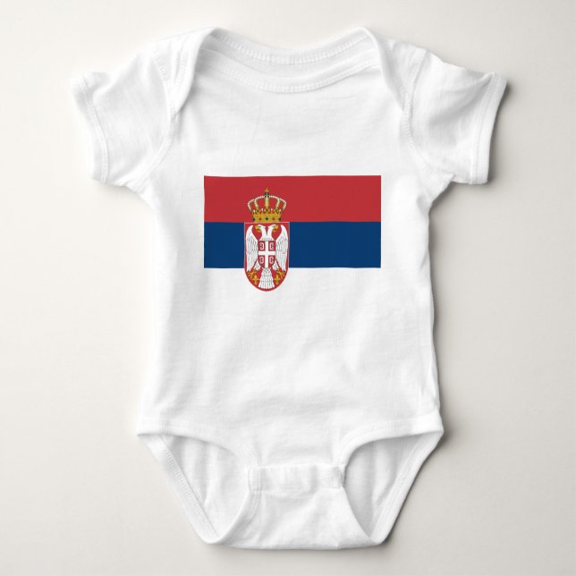 Body Para Bebê Traje de bebê patriótico com bandeira Sérvia (Frente)