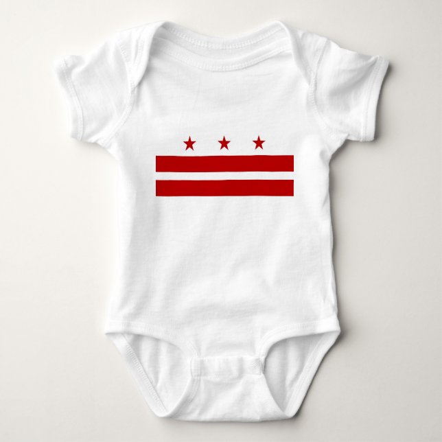 Body Para Bebê Traje de bebê patriótico com bandeira Washington D (Frente)