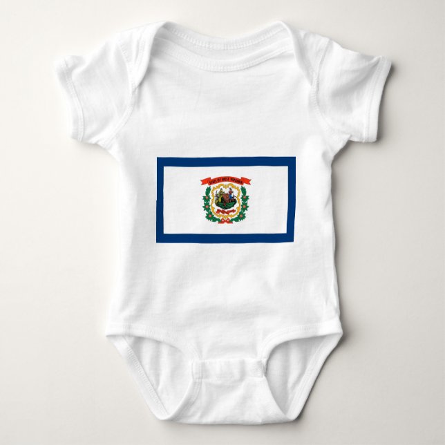 Body Para Bebê Traje de bebê patriótico com bandeira West Virgini (Frente)
