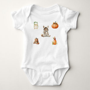 Body Para Bebê Traje de Chá de fraldas de outono de Camisa-T