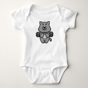 Body Para Bebê Treinamento de Gato na Biceps com Barbell