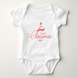 Body Para Bebê Trendy Red My First Christmas Script Newborn Baby 