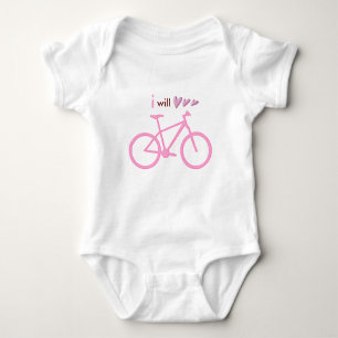 Body Para Bebê Três corações e Mountain bike cor-de-rosa