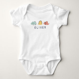 Body Para Bebê Três Dinossauros Nome Personalizado Bebê