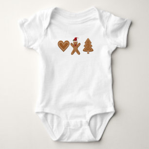 Body Para Bebê Três Formas de Biscoito de Natal de Pão-Gingerido