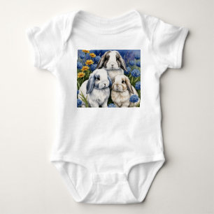 Body Para Bebê Três Pequenos Coelhos Lop