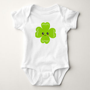 Body Para Bebê Trevo de Quatro Folhas Shamrock Verde Irlandês Fof