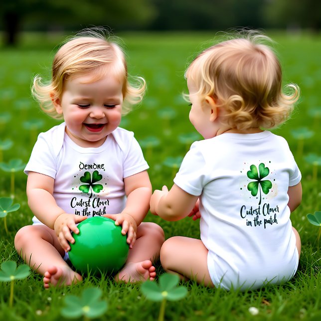 Body Para Bebê Trevo Mais Fofo do Canteiro (Cutest Clover in the Patch Baby Bodysuit)