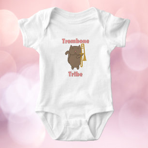 Body Para Bebê Tribo do Trombone Cute Gato Engraçado Letras Rosa