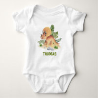 Triceratops Dinossaur Greenery Nome Personalizado