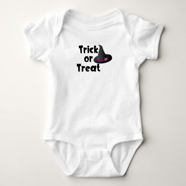 Body Para Bebê Trick or Treat (Com chapéu de bruxa) (Frente)