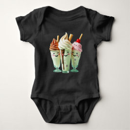 Body Para Bebê Trio de Sorvete Kawaii Personagens de Sobremesa Fo