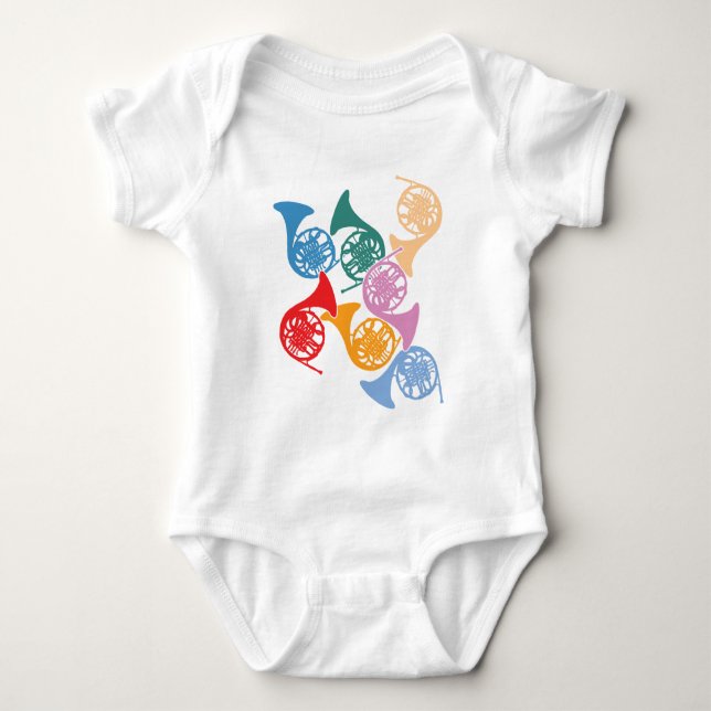 Body Para Bebê Trompas Francesas Coloridas (Frente)