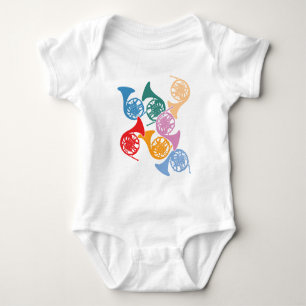 Body Para Bebê Trompas franceses coloridas
