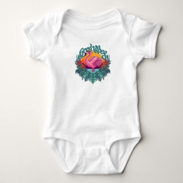 Body Para Bebê Tropical Flamingo (Frente)