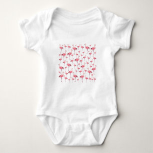Body Para Bebê Tropical Summer Pink Flamingo Pattern