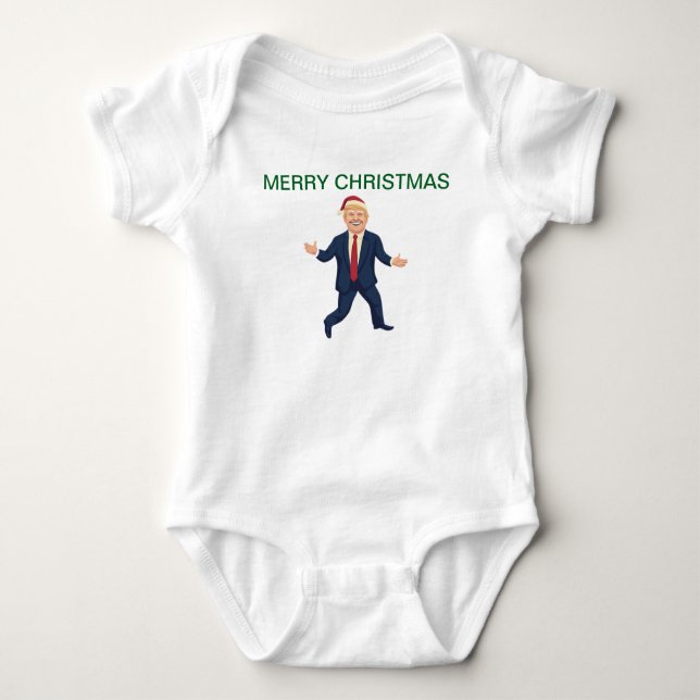 Body Para Bebê Trump Feliz Natal Roupas de Bebê (Frente)