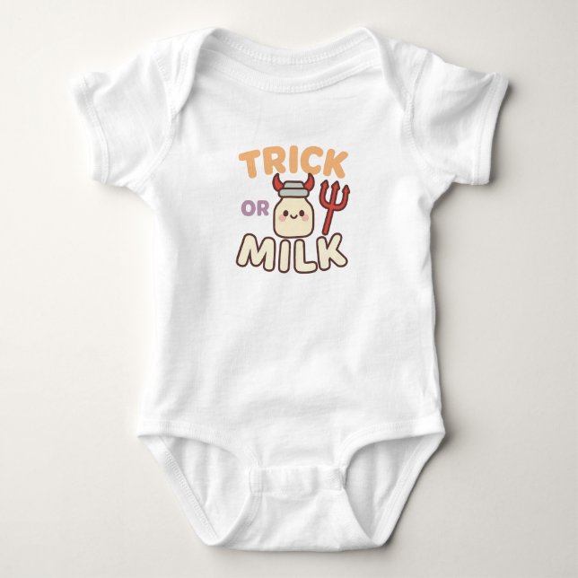 Body Para Bebê Truque ou Leite Pequeno Diabo (Frente)
