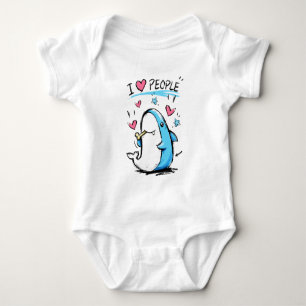 Body Para Bebê Tubarão Ama Pessoas Caricatura Divertida
