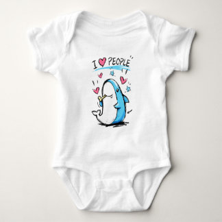 Body Para Bebê Tubarão Ama Pessoas Caricatura Divertida