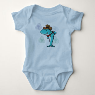 Body Para Bebê Tubarão Cowboy