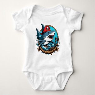 Body Para Bebê Tubarão-pirata-cúmulo num barco