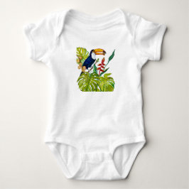 Body Para Bebê Tucano Colorido Aquarela Pássaro Tropical