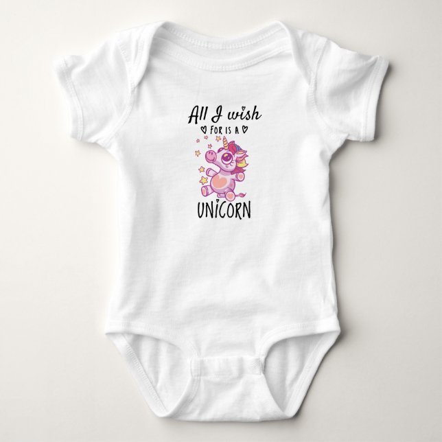 Body Para Bebê Tudo o que desejo é um Unicórnio (Frente)