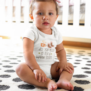 Body Para Bebê Tudo que você precisa é de meias de chá e aquecime