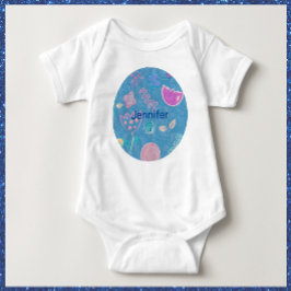 Body Para Bebê Tulipa Floral Rosa Azul Moderno e Púrpura