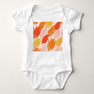 Body Para Bebê Tulipas Diagonais: Design de Cor Leve.