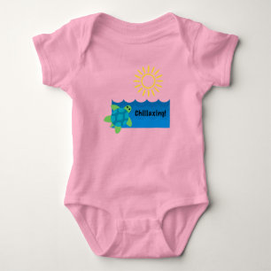 Body Para Bebê Turtle Chillaxxin Design - Baby Jersey Bodydress