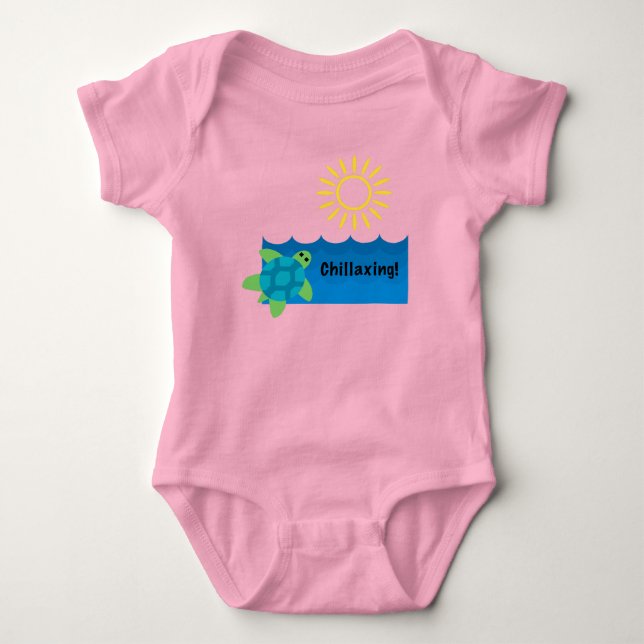 Body Para Bebê Turtle Chillaxxin Design - Baby Jersey Bodydress (Frente)