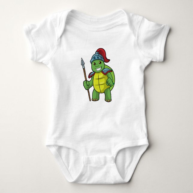 Body Para Bebê Turtle como guerreiro com Spear e Helmet (Frente)