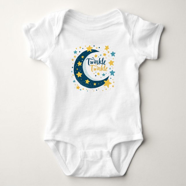 Body Para Bebê "Twinkle Twinkle" Lua e Bebê Estrela (Frente)