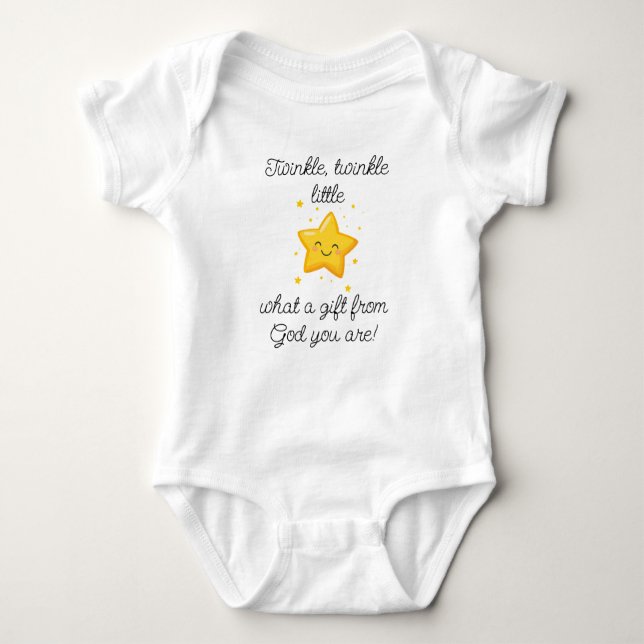 Body Para Bebê Twinkle Twinkle Pequena Estrela, Presente Religios (Frente)