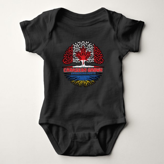 Body Para Bebê Ukraine Ukrainian Canadian Canada Tree Roots Flag (Frente)