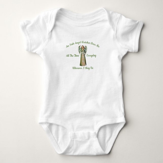 Body Para Bebê Um Anjo Irlandês Cuida de Mim Bodysuit de Bebê (Frente)