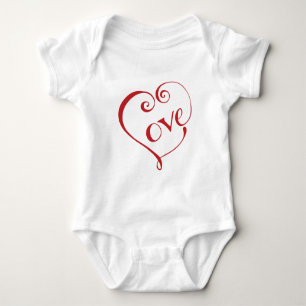 Body Para Bebê Um Coração Feita de Amor em Vermelho