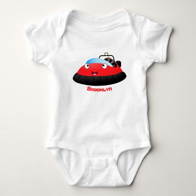 Body Para Bebê Um desenho animado de hovercraft, vermelho e bonit (Frente)