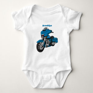 Body Para Bebê Um desenho animado de moto azul e bonito