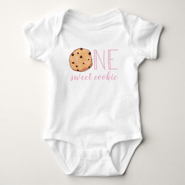 Body Para Bebê Um Doce Bolo de aniversário de um ano (Frente)
