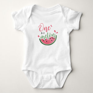 Body Para Bebê Um em um Melão de Melancia aquarela 1º Aniversário