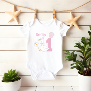 Body Para Bebê Um ganso bobo Personalizar nome Primeiro aniversár